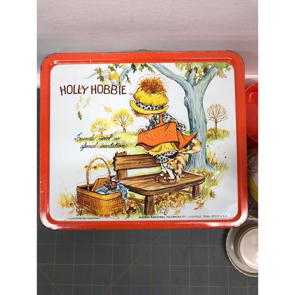 Rare Vintage 1970 Holly Hobbie Orange Metal Lunchbox with Thermos Aladdin Ind. - Picture 10 of 10